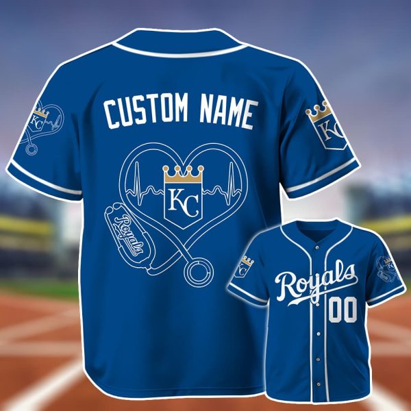 Personalized Royals Nurse Heartbeat Baseball Jersey 2025 2