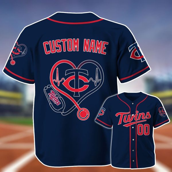 Personalized Twins Nurse Heartbeat Baseball Jersey 2025 2
