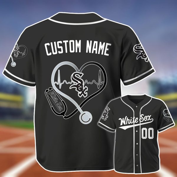 Personalized White Sox Nurse Heartbeat Baseball Jersey 2025 2