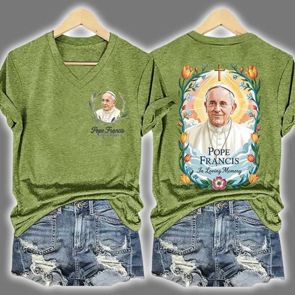Pope Francis In Loving Memory Two Sided Shirt 3