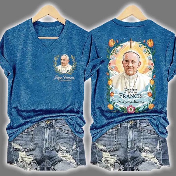 Pope Francis In Loving Memory Two Sided Shirt 4