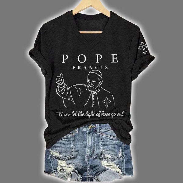 Pope Francis Never Let The Light Of Hope Go Out Shirt