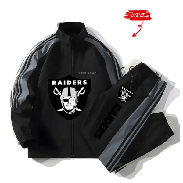 Raiders Football Unisex Style Versatile Sport Set Jacket And Pants 2