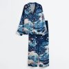 Red Blue White Japanese Sea Satin Pajama Set 3