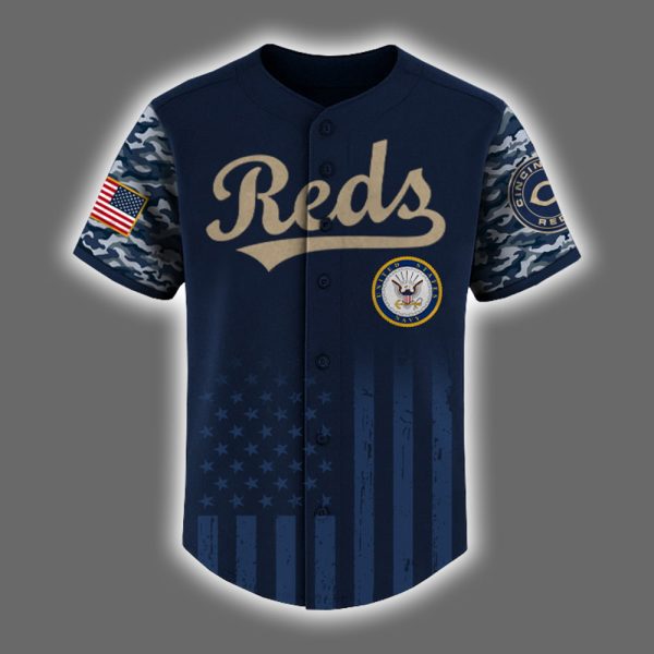 Reds US Navy Appreciation Night 2025 Baseball Jersey 2