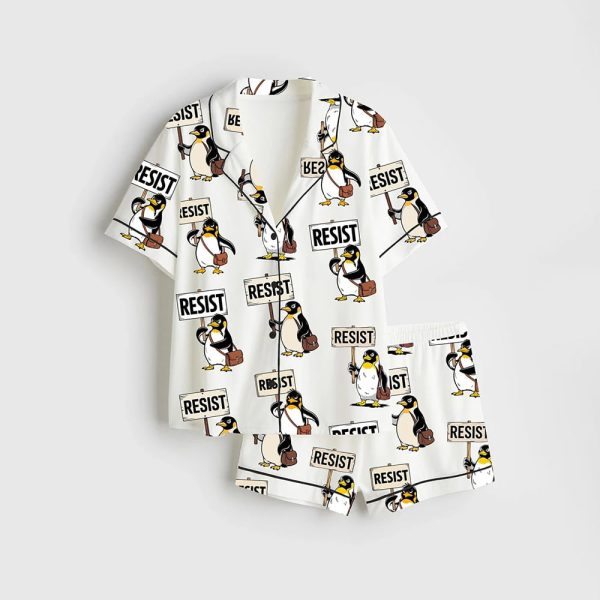 Resist Penguin Against Tariffs Pajama Set