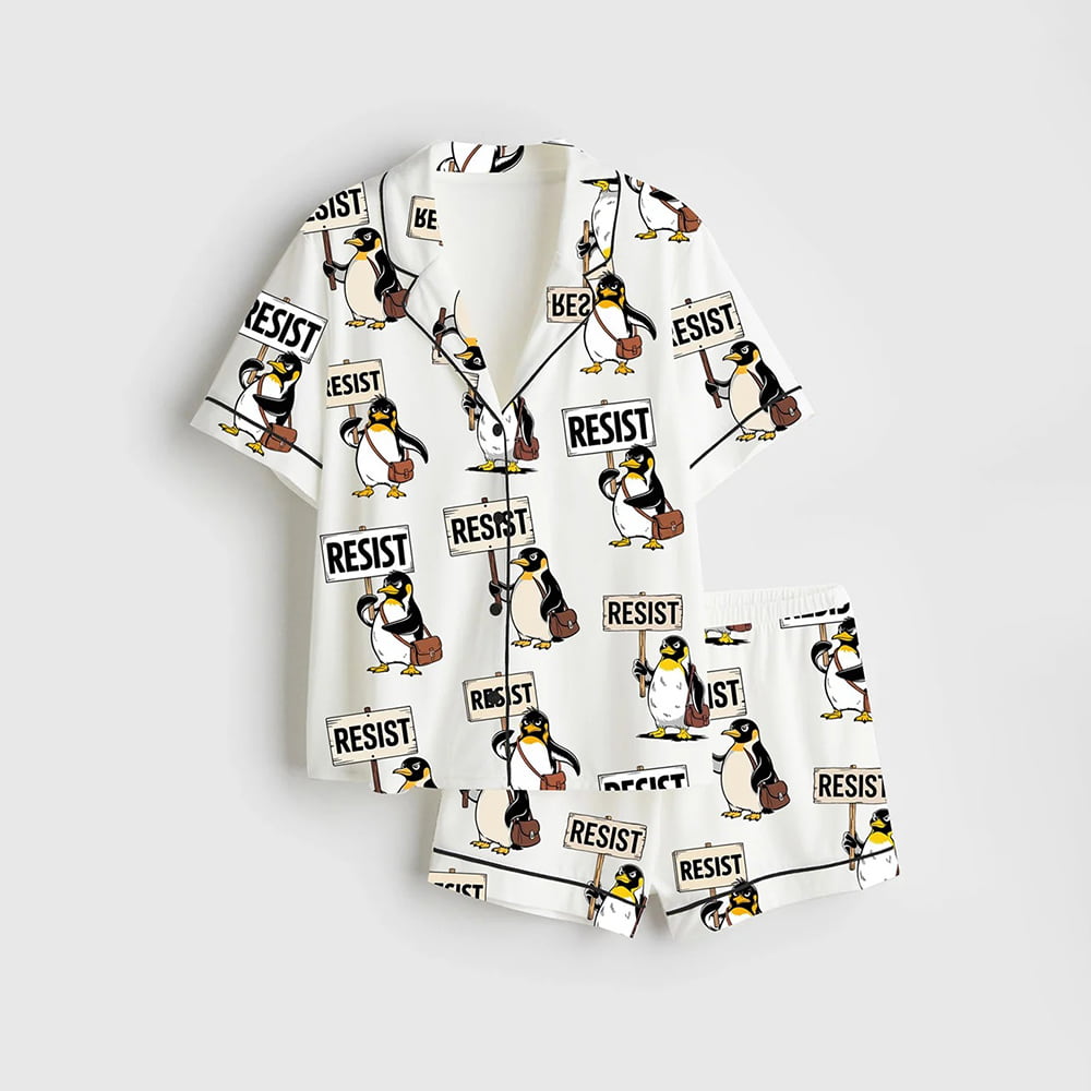 Resist Penguin Against Tariffs Pajama Set Resist Penguin Against Tariffs Pajama Set