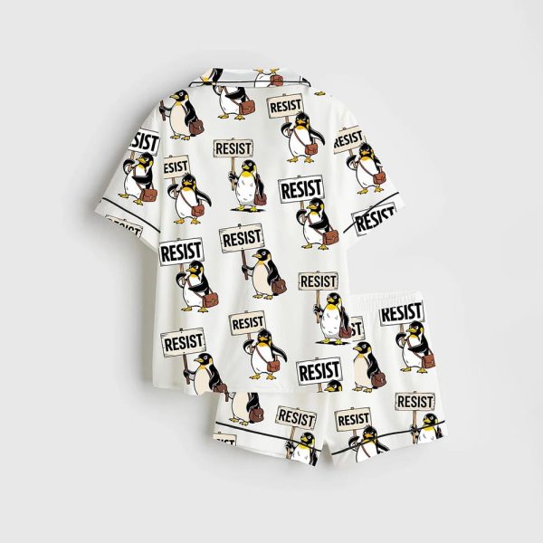 Resist Penguin Against Tariffs Pajama Set 2