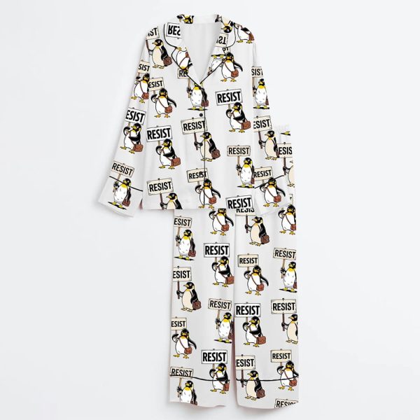 Resist Penguin Against Tariffs Pajama Set 3