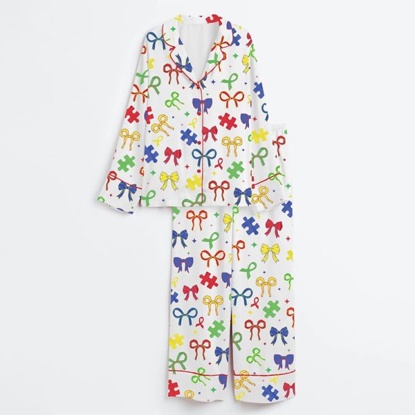 Retro Coquette Autism Awareness Satin Pajama Set 3