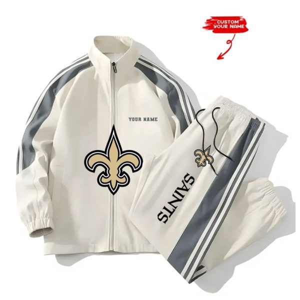 Saints Football Unisex Style Versatile Sport Set Jacket And Pants