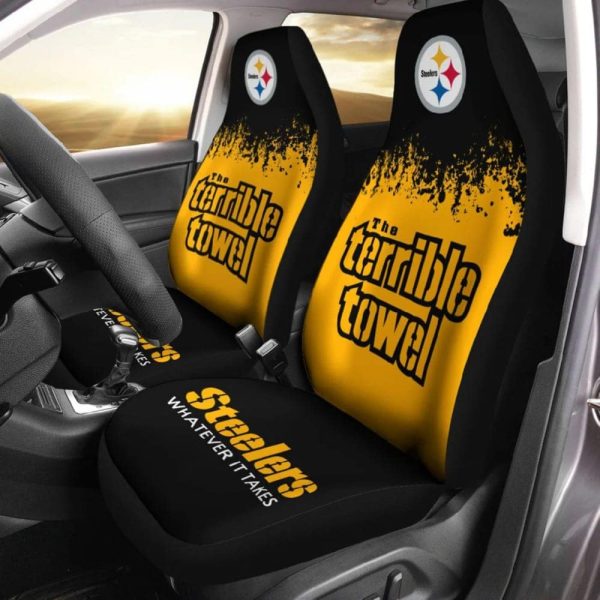 Steelers The Terrible Towel Whatever It Takes Car Seat Cover 2