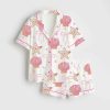 Summer Clam Coquette Bow Summer Vibes Pink Clam Summer Beach Satin Pajama Set