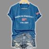V Neck Retro American Democracy 1776 2024 Print T Shirt 4