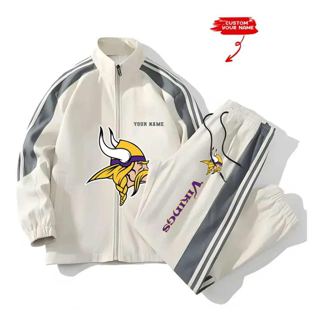 Vikings Football Unisex Style Versatile Sport Set Jacket And Pants Vikings Football Unisex Style Versatile Sport Set Jacket And Pants