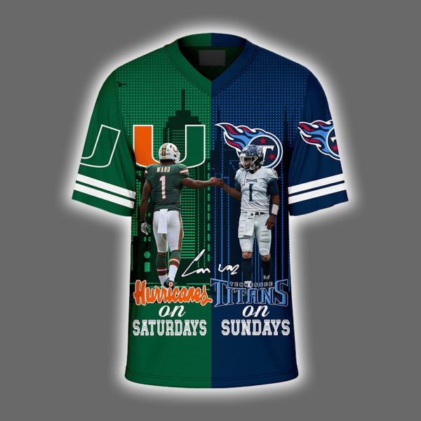 Ward Hurricanes On Saturdays Titans On Sundays Jersey 2