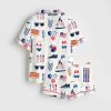 Watercolor Patriotic 4th Of July Satin Pajama Set 2