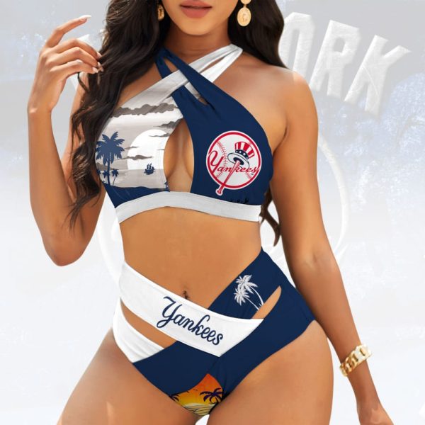 Yankees Baseball Summer Crossover Bikini Suit Set