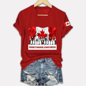 Retro Proudly Canadian Always United Print T-Shirt