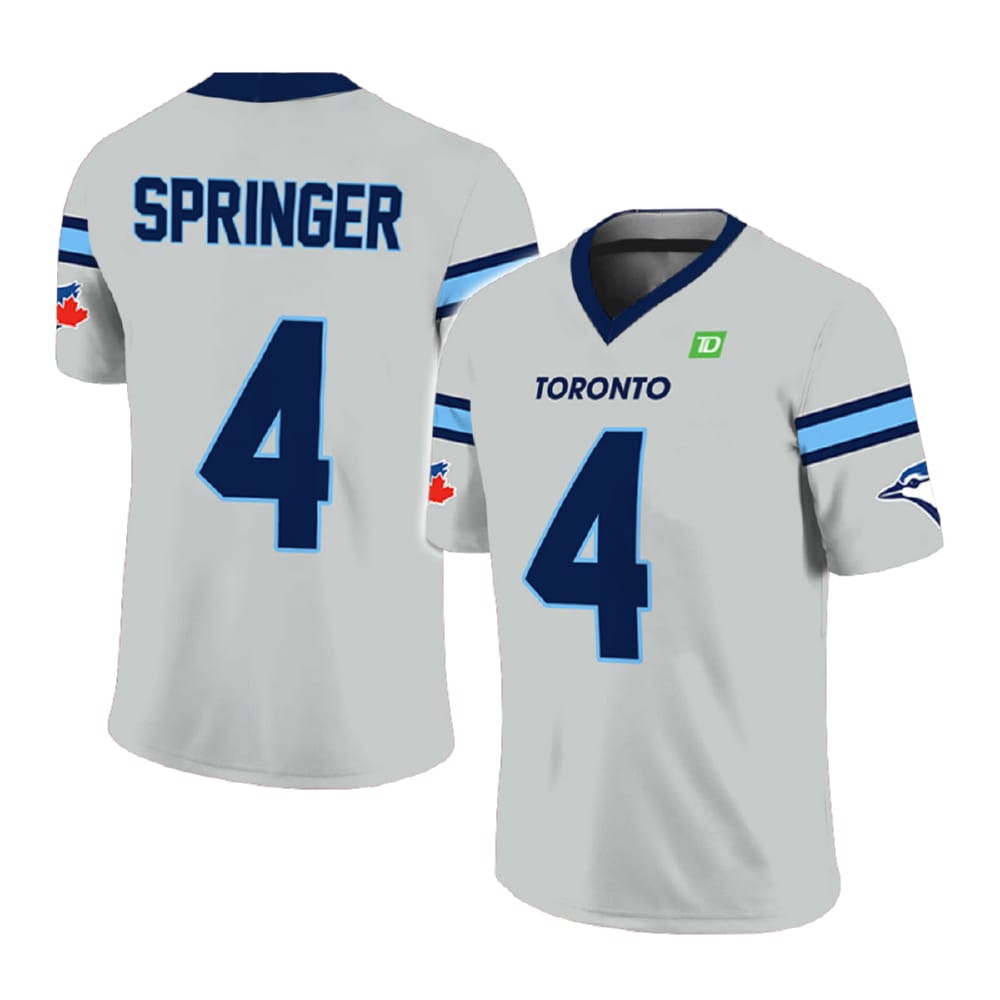2025 Blue Jays George Springer Replica Football Jersey Giveaway 2025 Blue Jays George Springer Replica Football Jersey Giveaway