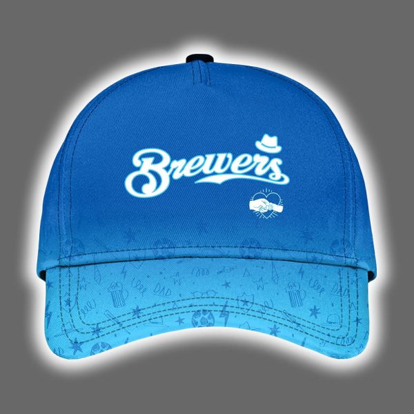 2025 Brewers Happy Fathers Day Hoodie Joggers Cap 2