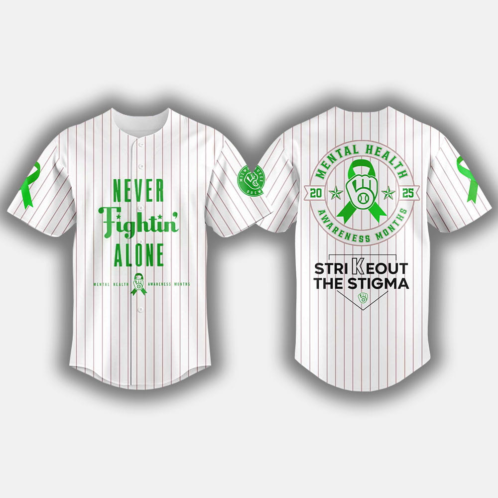 2025 Brewers Never Fightin' Alone Mental Health Awareness Month Jersey 2025 Brewers Never Fightin' Alone Mental Health Awareness Month Jersey
