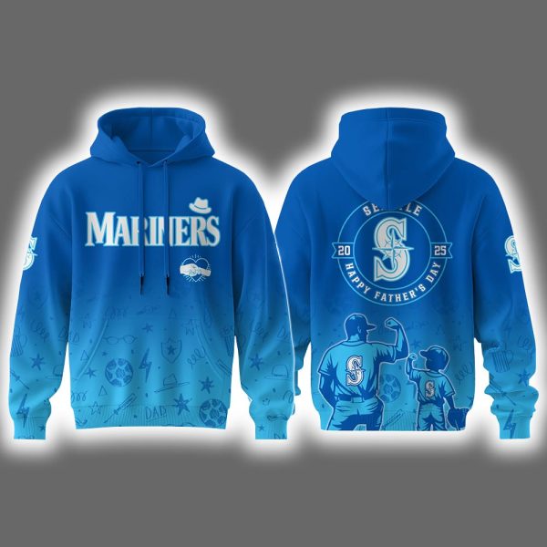 2025 Mariners Happy Father's Day Hoodie Joggers Cap