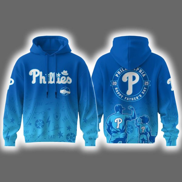 2025 Phillies Happy Father's Day Hoodie Joggers Cap