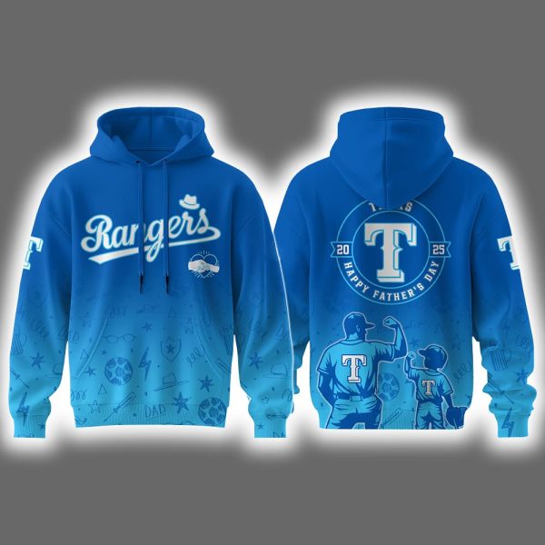 2025 Rangers Happy Father's Day Hoodie Joggers Cap
