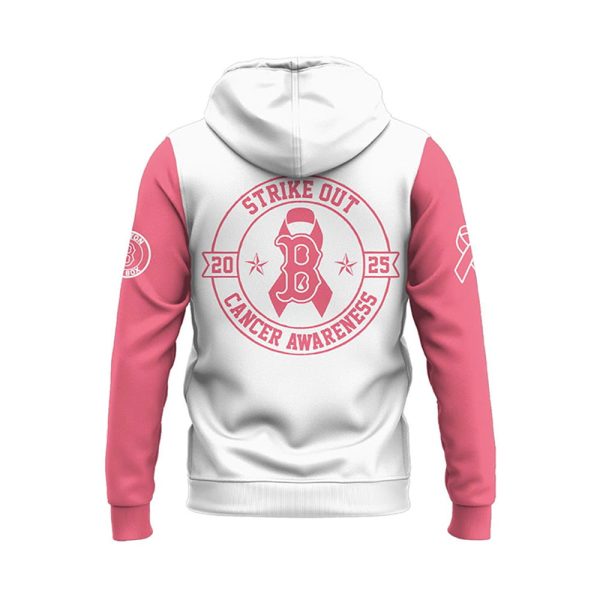 2025 Red Sox Strike Out Cancer Awareness Hoodie 3