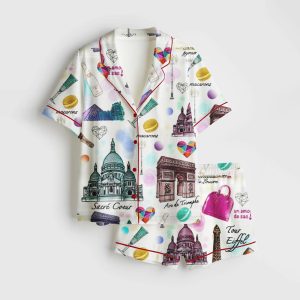 Voyage Paris Travel Satin Pajama Set