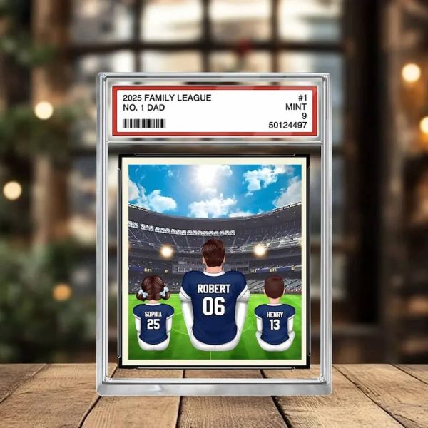 Baseball No. 1 Dad Man & Kids Father's Day Acrylic Block Plaque