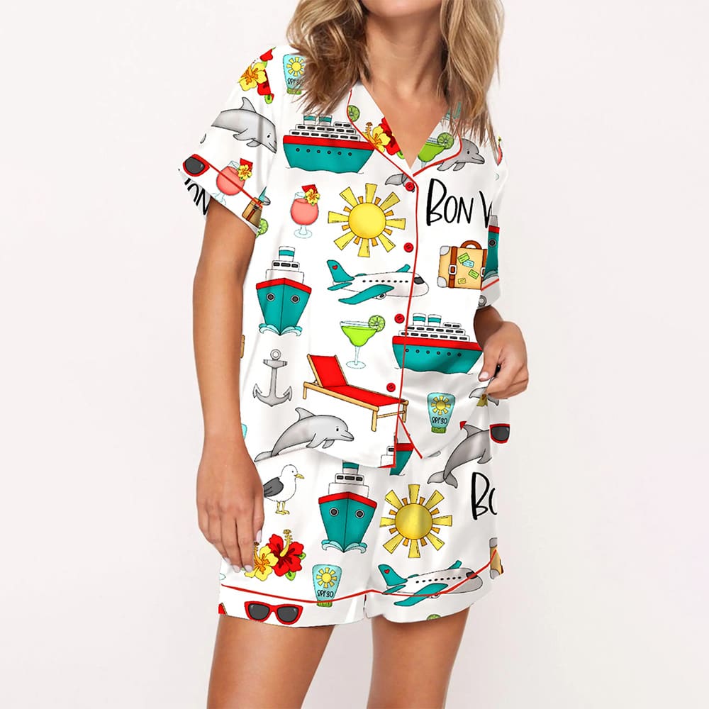 Bon Voyage Cruise Satin Pajama Set Bon Voyage Cruise Satin Pajama Set
