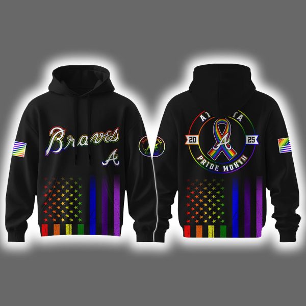 Braves Pride Month 2025 Hoodie Joggers Cap