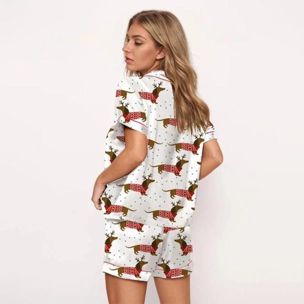 Christmas Sweater Dachshund Satin Pajama Set 2