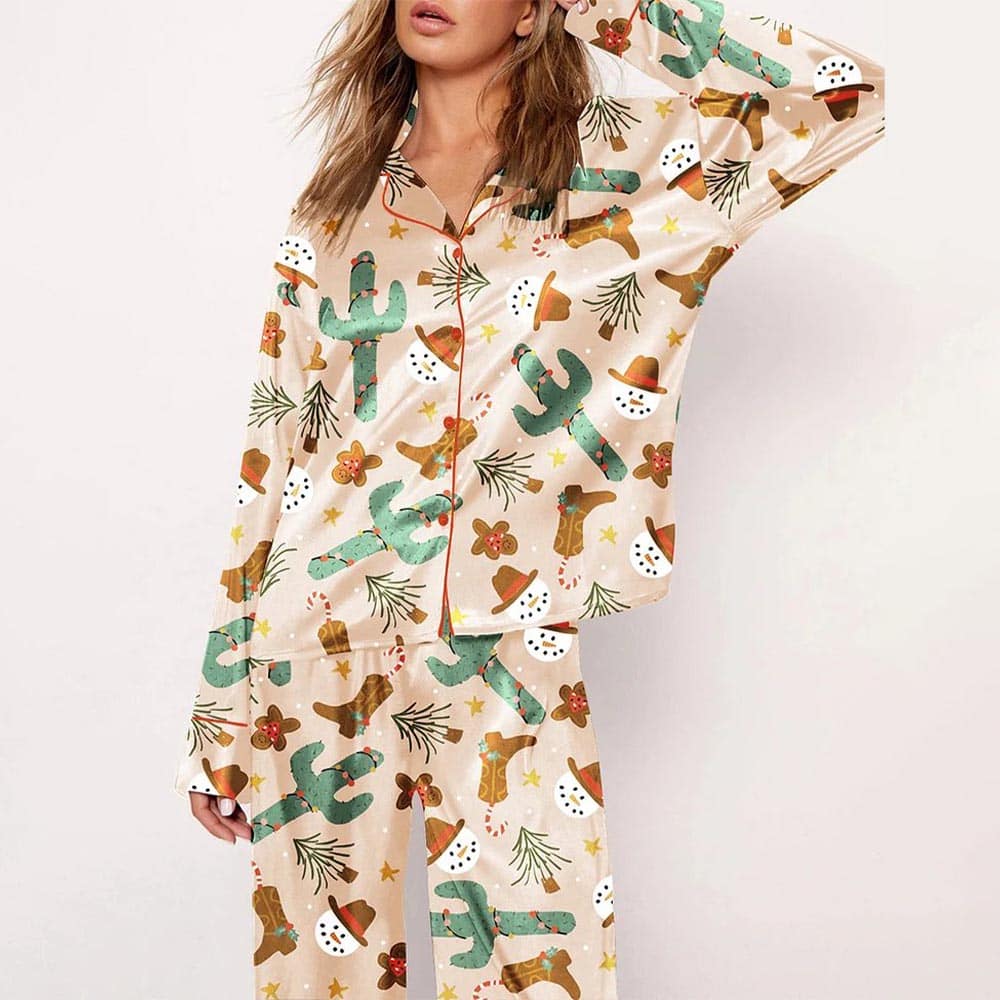 Christmas Western Cowboy Boots Pajama Set Christmas Western Cowboy Boots Pajama Set