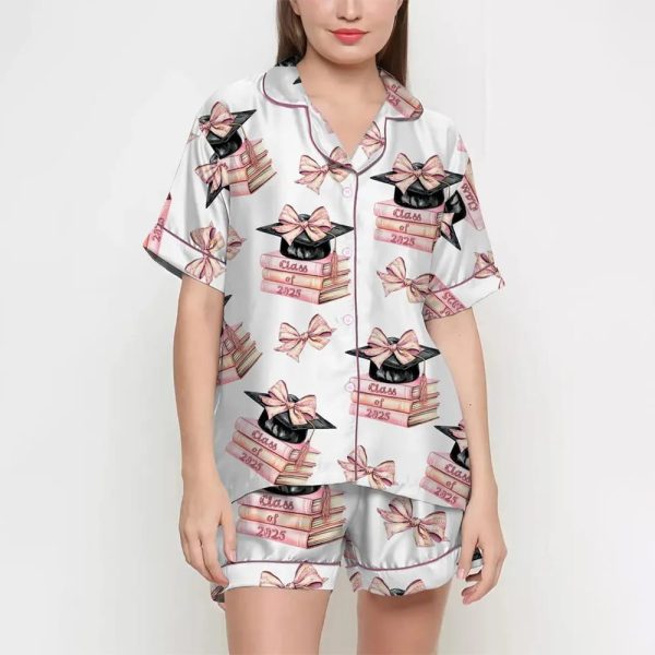 Class Of 2025 Graduation Gifts Coquette Satin Pajamas Set