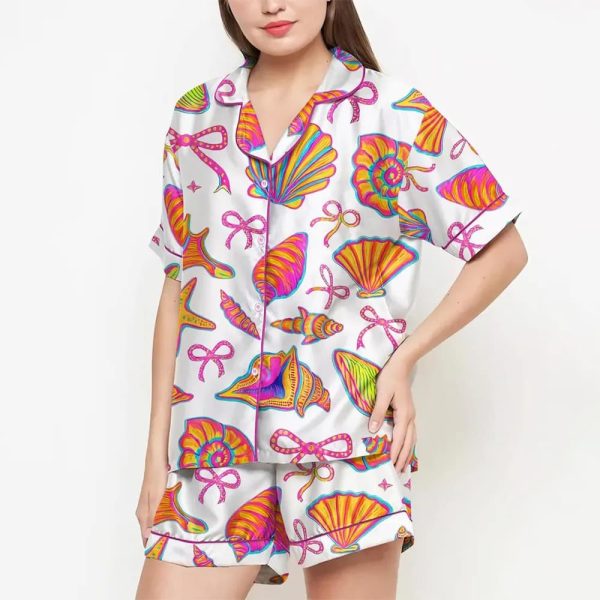 Coquette Seashell Satin Pajamas Set 2