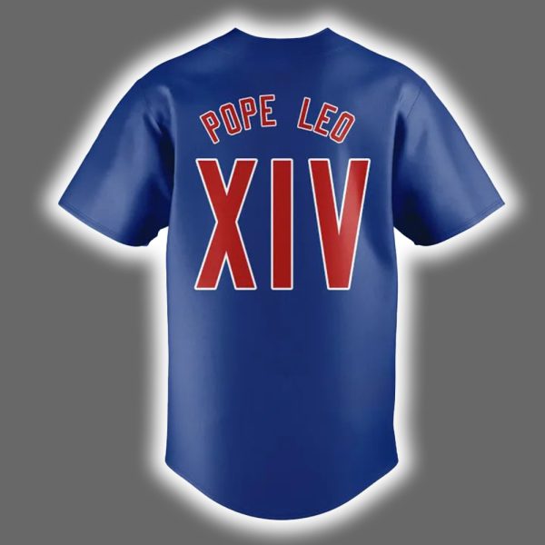 Cubs Pope Leo XIV Blue Baseball Jersey 3