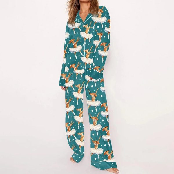 Dachshund Ballet Art Satin Pajama Set 2