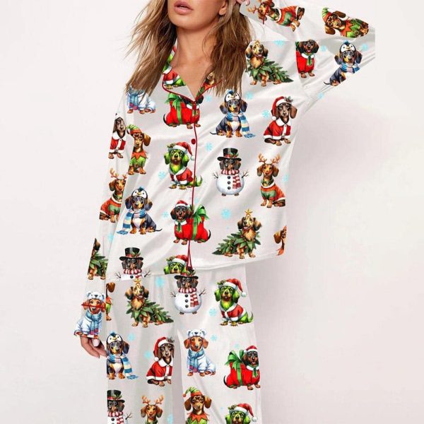 Dachshund Christmas Dog Satin Pajama Set