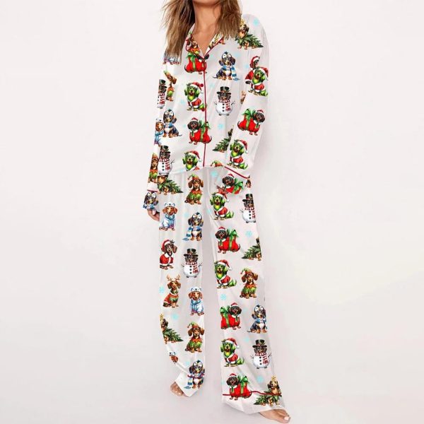 Dachshund Christmas Dog Satin Pajama Set 2