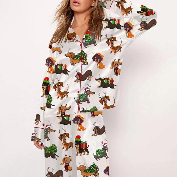 Dachshund Christmas Wiener Dog Satin Pajama Set