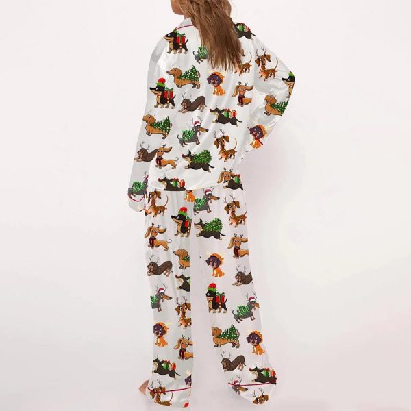 Dachshund Christmas Wiener Dog Satin Pajama Set 3