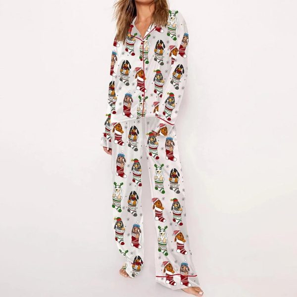 Dachshund Stockings Christmas Satin Pajama Set 2