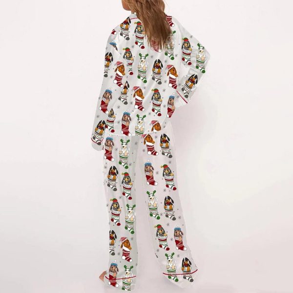 Dachshund Stockings Christmas Satin Pajama Set 3