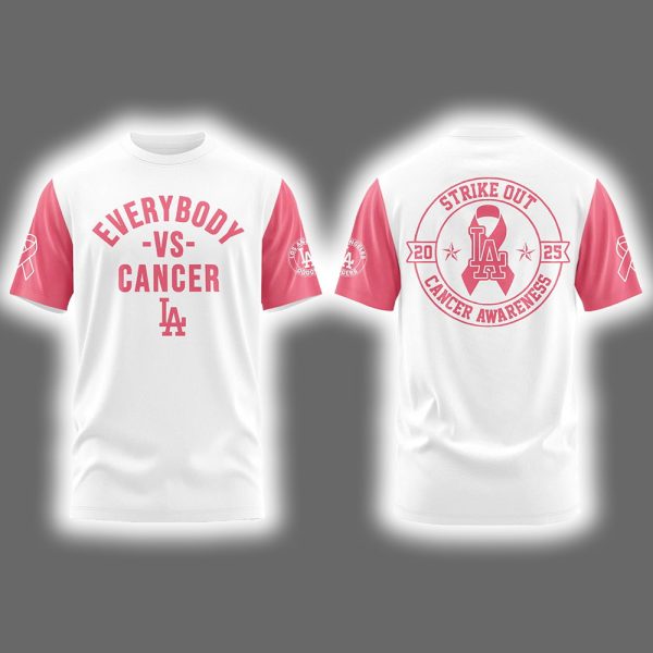 Dodgers Strike Out Everybody vs Cancer Awareness Day 2025 Shirt