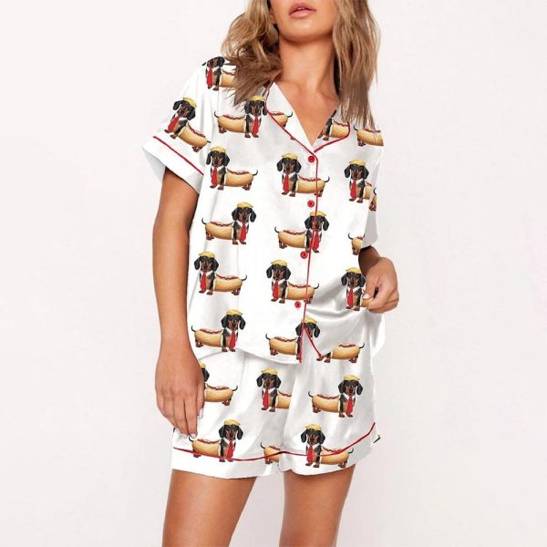 Donald Trump Dachshund Hot Dog Satin Pajama Set 2