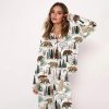 Fishing Bear Woodland Satin Pajama Set