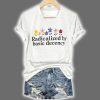 Floral Retro Radicalized by Basic Decency Print V Neck T Shirt 3